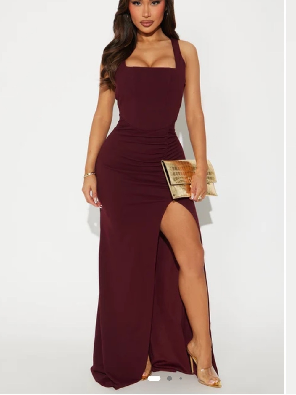 Lily Crepe Gown Dress in Wine Fashion Nova